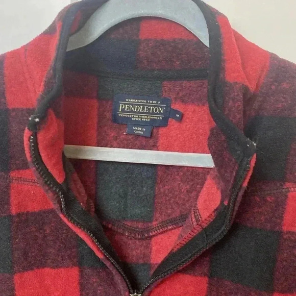 Warranted to be a Pendleton fleece Buffalo print quarter zip pullover - Picture 2 of 10